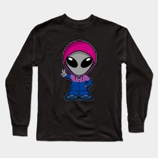 Space Alien Bi Pride Colors Long Sleeve T-Shirt